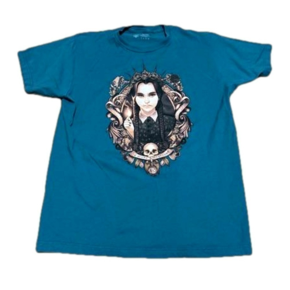 Adam’s Family Wednesday Adam’s I Hate Everything Match Blue Tee Women’s Size L